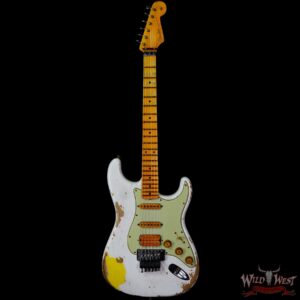 Fender Custom Shop Wild West White Lightning Stratocaster HSS Floyd Rose Maple Board 21 Frets Heavy Relic Graffiti Yellow - Image 3