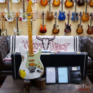 Fender Custom Shop Wild West White Lightning Stratocaster HSS Floyd Rose Maple Board 21 Frets Heavy Relic Graffiti Yellow - Image 6