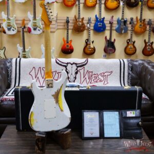 Fender Custom Shop Wild West White Lightning Stratocaster HSS Floyd Rose Maple Board 21 Frets Heavy Relic Graffiti Yellow - Image 9