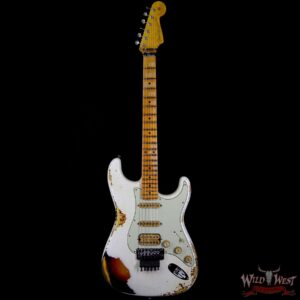 Fender Custom Shop White Lightning Straocatser Floyd Rose HSS Maple Neck 22 Frets 3 Tone Sunburst - Image 4