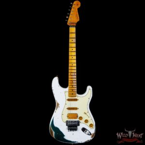 Fender Custom Shop Wild West White Lightning Stratocaster HSS Floyd Rose Maple Board 22 Frets Heavy Relic British Racing Green - Image 3