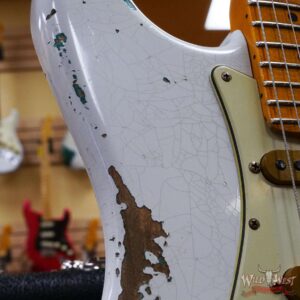 Fender Custom Shop Wild West White Lightning Stratocaster HSS Floyd Rose Maple Board 22 Frets Heavy Relic British Racing Green - Image 9