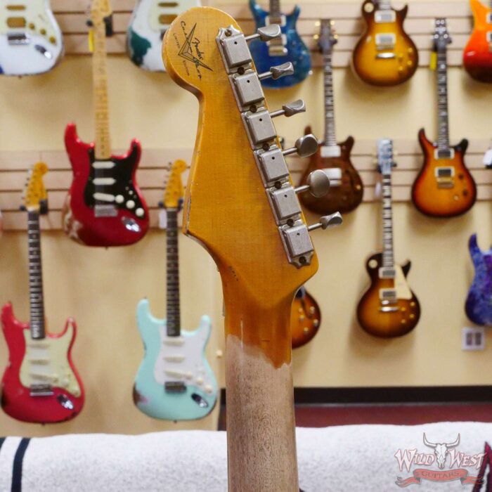 Fender Custom Shop Wild West White Lightning Stratocaster HSS Floyd Rose Maple Board 22 Frets Heavy Relic British Racing Green - Image 11