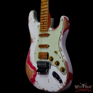 Fender Custom Shop Wild West White Lightning Stratocaster HSS Floyd Rose Maple Board 22 Frets Heavy Relic Fiesta Red - Image 2