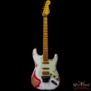 Fender Custom Shop Wild West White Lightning Stratocaster HSS Floyd Rose Maple Board 22 Frets Heavy Relic Fiesta Red - Image 3