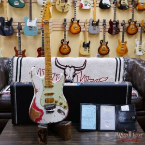 Fender Custom Shop Wild West White Lightning Stratocaster HSS Floyd Rose Maple Board 22 Frets Heavy Relic Fiesta Red - Image 6