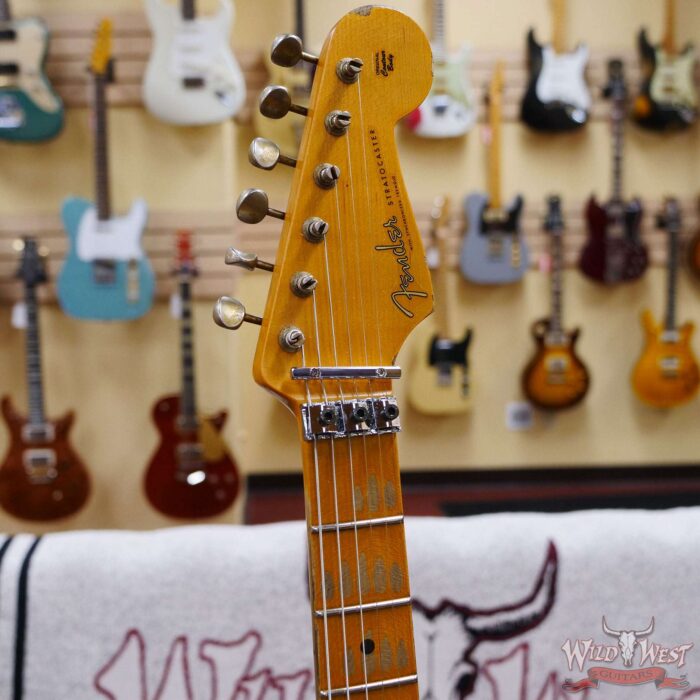 Fender Custom Shop Wild West White Lightning Stratocaster HSS Floyd Rose Maple Board 22 Frets Heavy Relic Fiesta Red - Image 7