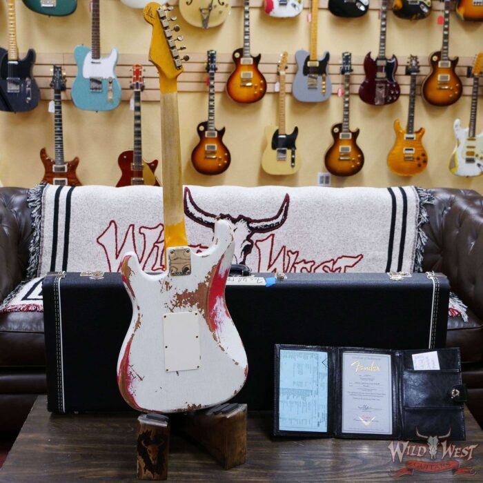 Fender Custom Shop Wild West White Lightning Stratocaster HSS Floyd Rose Maple Board 22 Frets Heavy Relic Fiesta Red - Image 9