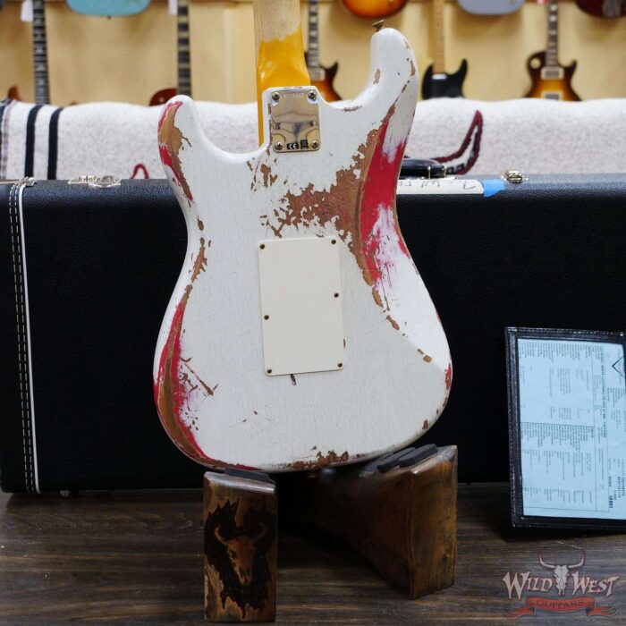 Fender Custom Shop Wild West White Lightning Stratocaster HSS Floyd Rose Maple Board 22 Frets Heavy Relic Fiesta Red - Image 11