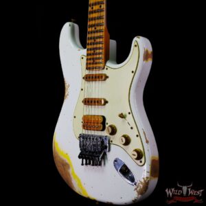 Fender Custom Shop Wild West White Lightning Stratocaster HSS Floyd Rose Maple Board 22 Frets Heavy Relic Graffiti Yellow - Image 2