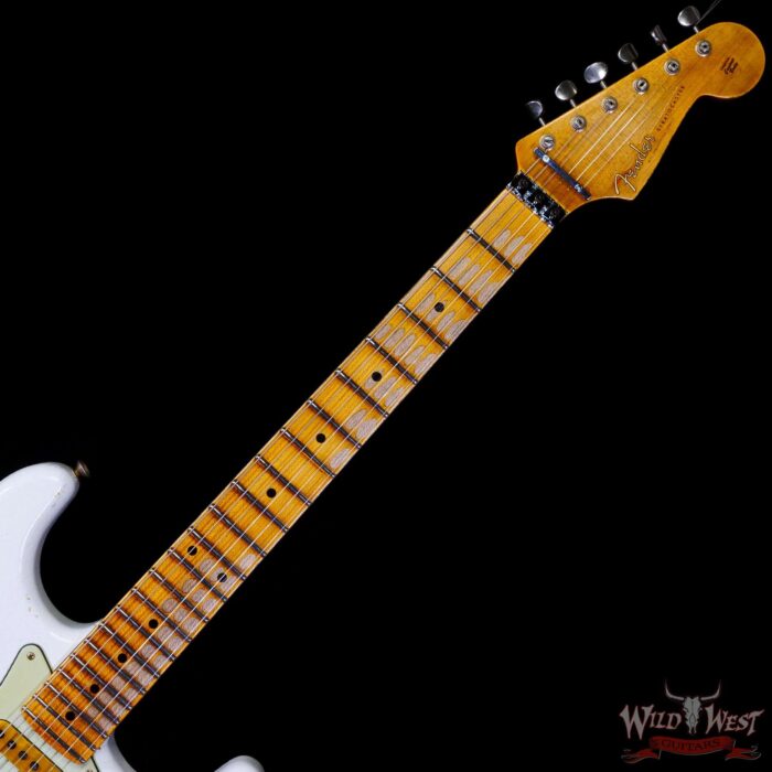 Fender Custom Shop Wild West White Lightning Stratocaster HSS Floyd Rose Maple Board 22 Frets Heavy Relic Graffiti Yellow - Image 4