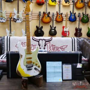 Fender Custom Shop Wild West White Lightning Stratocaster HSS Floyd Rose Maple Board 22 Frets Heavy Relic Graffiti Yellow - Image 6