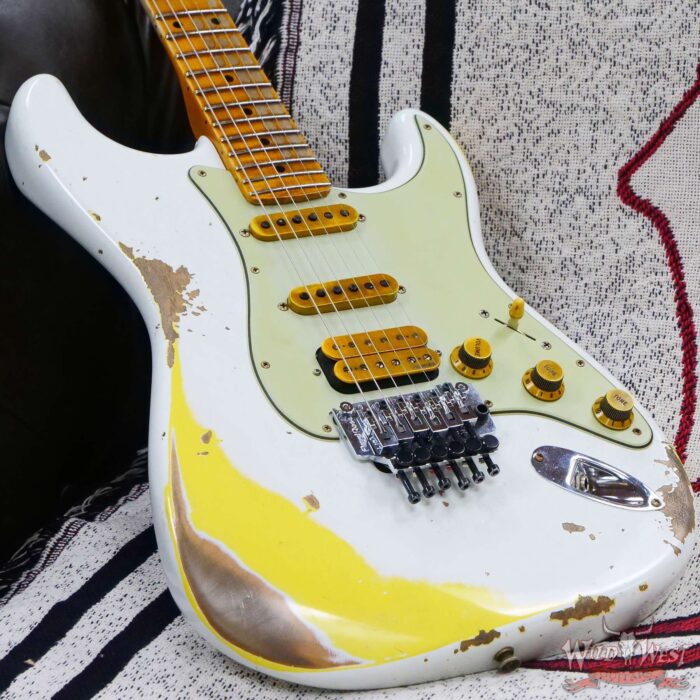 Fender Custom Shop Wild West White Lightning Stratocaster HSS Floyd Rose Maple Board 22 Frets Heavy Relic Graffiti Yellow - Image 8