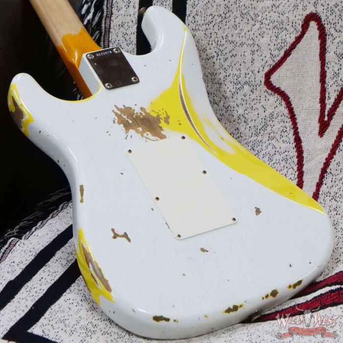 Fender Custom Shop Wild West White Lightning Stratocaster HSS Floyd Rose Maple Board 22 Frets Heavy Relic Graffiti Yellow - Image 12