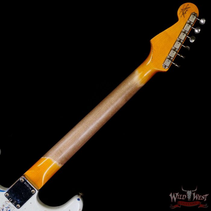Fender Custom Shop Wild West White Lightning Stratocaster HSS Floyd Rose Maple Board 22 Frets Heavy Relic Lake Placid Blue - Image 5