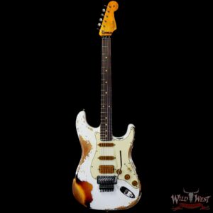 Fender Custom Shop Wild West White Lightning Stratocaster HSS Floyd Rose Rosewood Board 22 Frets Heavy Relic 3 Tone Sunburst - Image 3