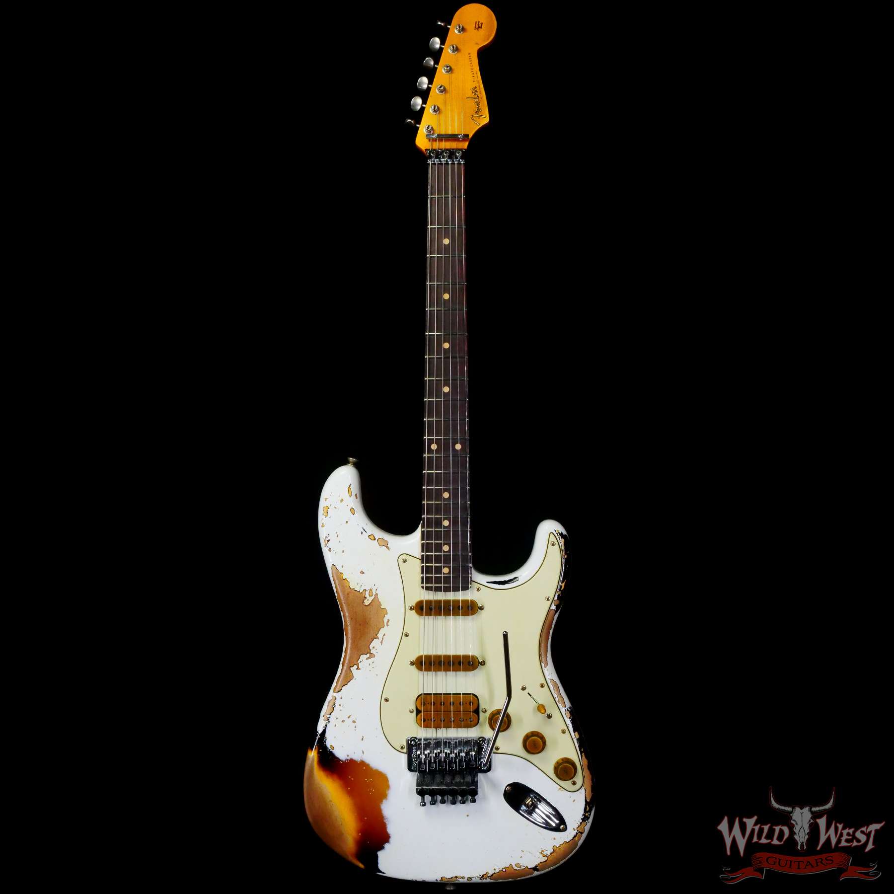 fendercs-wlfr-r117099-c1__wwg.jpg Fender Custom Shop Wild West White Lightning Stratocaster HSS Floyd Rose Rosewood Board 22 Frets Heavy Relic 3 Tone Sunburst - Image 3