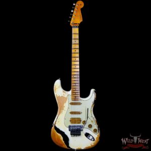 Fender Custom Shop Wild West White Lightning Stratocaster HSS Floyd Rose Maple Fingerboard Heavy Relic Olympic White over Black - Image 3