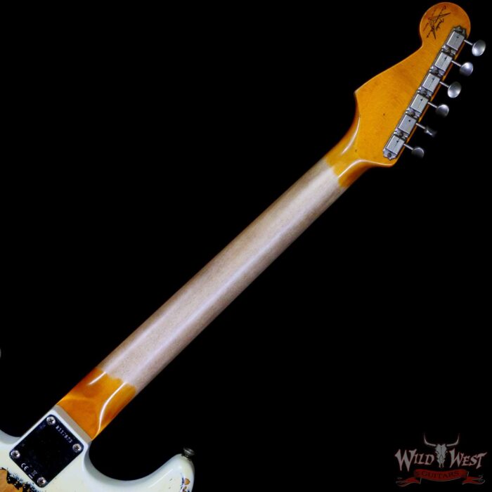 Fender Custom Shop Wild West White Lightning Stratocaster HSS Floyd Rose Maple Fingerboard Heavy Relic Olympic White over Black - Image 5