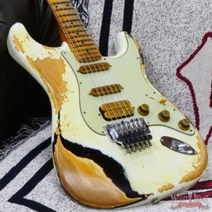 Fender Custom Shop Wild West White Lightning Stratocaster HSS Floyd Rose Maple Fingerboard Heavy Relic Olympic White over Black - Image 8