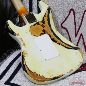 Fender Custom Shop Wild West White Lightning Stratocaster HSS Floyd Rose Maple Fingerboard Heavy Relic Olympic White over Black - Image 12