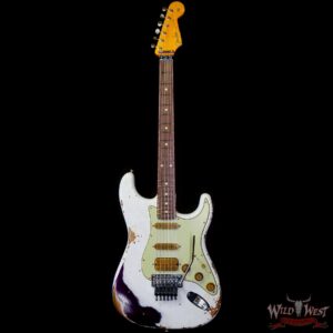 Fender Custom Shop Wild West White Lightning Stratocaster HSS Floyd Rose Rosewood Board 22 Frets Heavy Relic Purple Metallic - Image 3