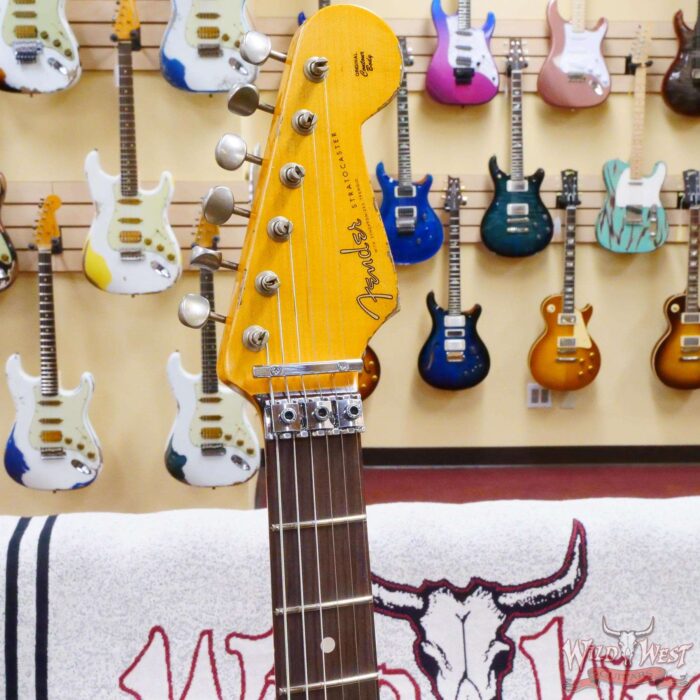 Fender Custom Shop Wild West White Lightning Stratocaster HSS Floyd Rose Rosewood Board 22 Frets Heavy Relic Purple Metallic - Image 7