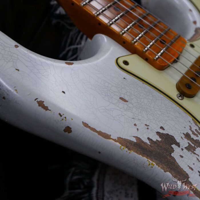 Fender Custom Shop Wild West White Lightning Floyd Rose Stratocaster HSS Maple Board 21 Frets Heavy Relic Graffiti Yellow - Image 9