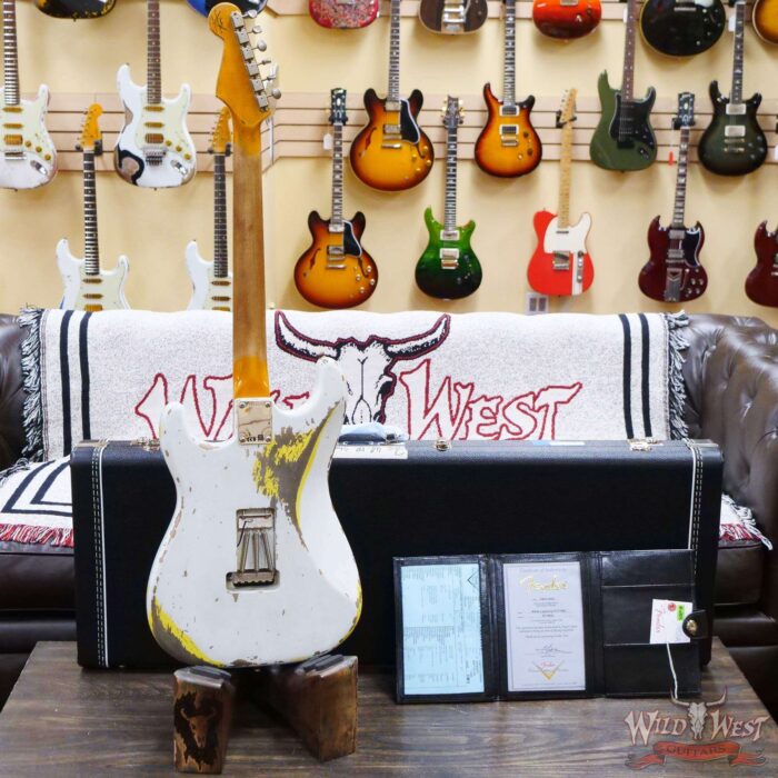 Fender Custom Shop Wild West White Lightning Floyd Rose Stratocaster HSS Maple Board 21 Frets Heavy Relic Graffiti Yellow - Image 10