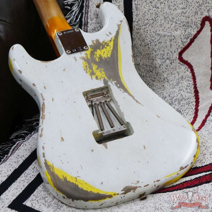 Fender Custom Shop Wild West White Lightning Floyd Rose Stratocaster HSS Maple Board 21 Frets Heavy Relic Graffiti Yellow - Image 12