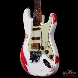 Fender Custom Shop Wild West White Lightning Stratocaster HSS Floyd Rose Rosewood Board 22 Frets Heavy Relic Fiesta Red 7.95 LBS - Image 2