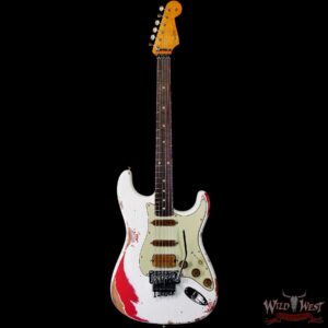 Fender Custom Shop Wild West White Lightning Stratocaster HSS Floyd Rose Rosewood Board 22 Frets Heavy Relic Fiesta Red 7.95 LBS - Image 3