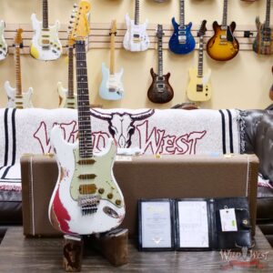 Fender Custom Shop Wild West White Lightning Stratocaster HSS Floyd Rose Rosewood Board 22 Frets Heavy Relic Fiesta Red 7.95 LBS - Image 6