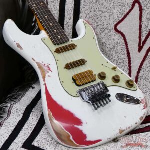 Fender Custom Shop Wild West White Lightning Stratocaster HSS Floyd Rose Rosewood Board 22 Frets Heavy Relic Fiesta Red 7.95 LBS - Image 8