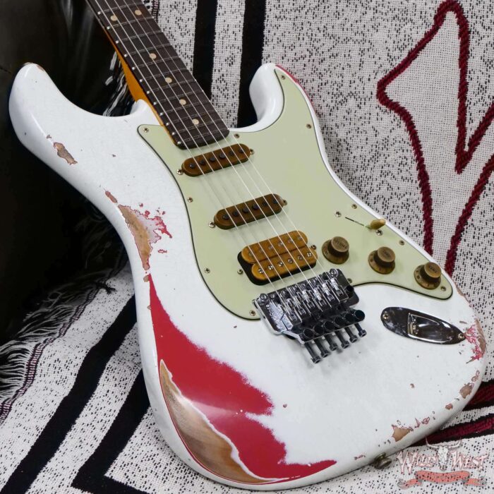 Fender Custom Shop Wild West White Lightning Stratocaster HSS Floyd Rose Rosewood Board 22 Frets Heavy Relic Fiesta Red 7.95 LBS - Image 8