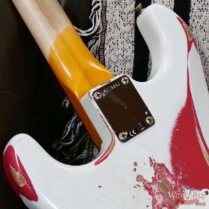 Fender Custom Shop Wild West White Lightning Stratocaster HSS Floyd Rose Rosewood Board 22 Frets Heavy Relic Fiesta Red 7.95 LBS - Image 13