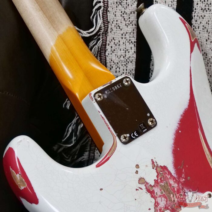 Fender Custom Shop Wild West White Lightning Stratocaster HSS Floyd Rose Rosewood Board 22 Frets Heavy Relic Fiesta Red 7.95 LBS - Image 13