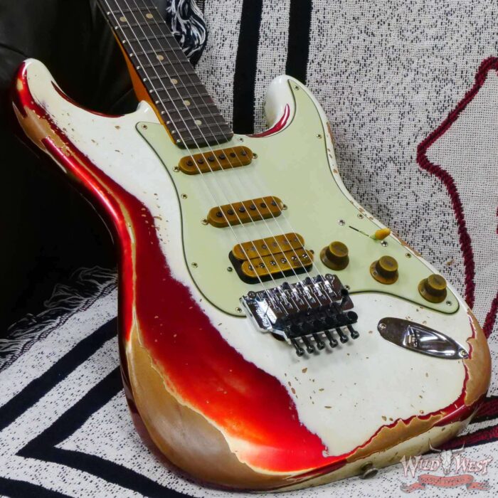 Fender Custom Shop Wild West White Lightning Stratocaster HSS Floyd Rose Rosewood Board 22 Frets Heavy Relic Candy Apple Red - Image 8