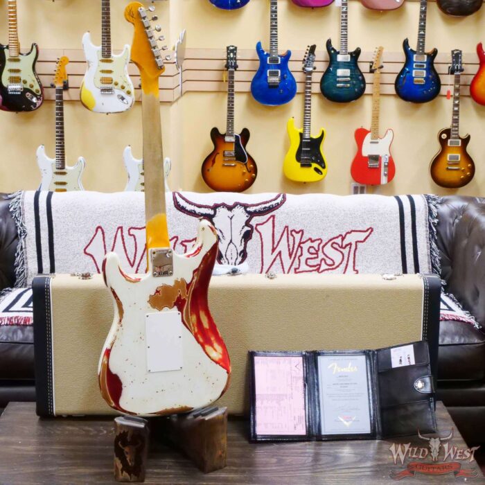 Fender Custom Shop Wild West White Lightning Stratocaster HSS Floyd Rose Rosewood Board 22 Frets Heavy Relic Candy Apple Red - Image 10