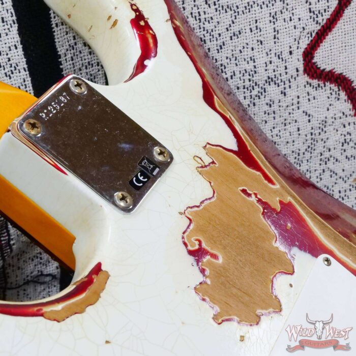 Fender Custom Shop Wild West White Lightning Stratocaster HSS Floyd Rose Rosewood Board 22 Frets Heavy Relic Candy Apple Red - Image 13