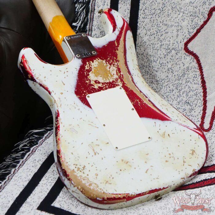Fender Custom Shop Wild West White Lightning Stratocaster HSS Floyd Rose Maple Board 22 Frets Heavy Relic Candy Apple Red - Image 12