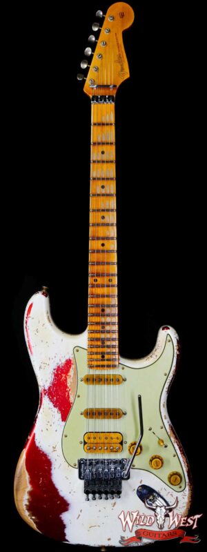 Fender Custom Shop Wild West White Lightning Stratocaster HSS Floyd Rose Maple Board 22 Frets Heavy Relic Candy Apple Red