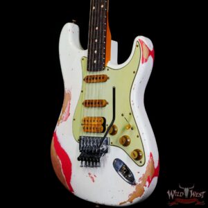 Fender Custom Shop Wild West White Lightning Stratocaster HSS Floyd Rose Rosewood Board 22 Frets Heavy Relic Fiesta Red - Image 2