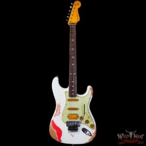 Fender Custom Shop Wild West White Lightning Stratocaster HSS Floyd Rose Rosewood Board 22 Frets Heavy Relic Fiesta Red - Image 3