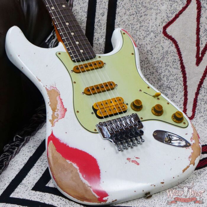 Fender Custom Shop Wild West White Lightning Stratocaster HSS Floyd Rose Rosewood Board 22 Frets Heavy Relic Fiesta Red - Image 8