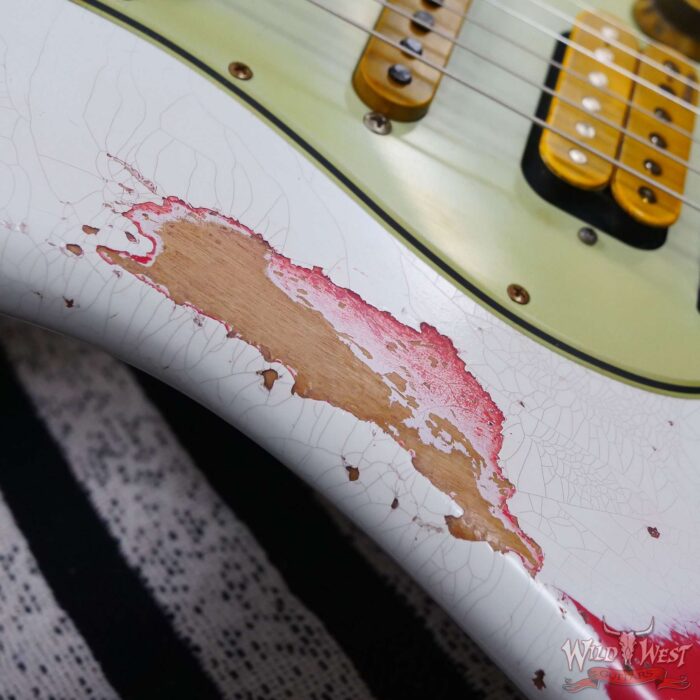 Fender Custom Shop Wild West White Lightning Stratocaster HSS Floyd Rose Rosewood Board 22 Frets Heavy Relic Fiesta Red - Image 9