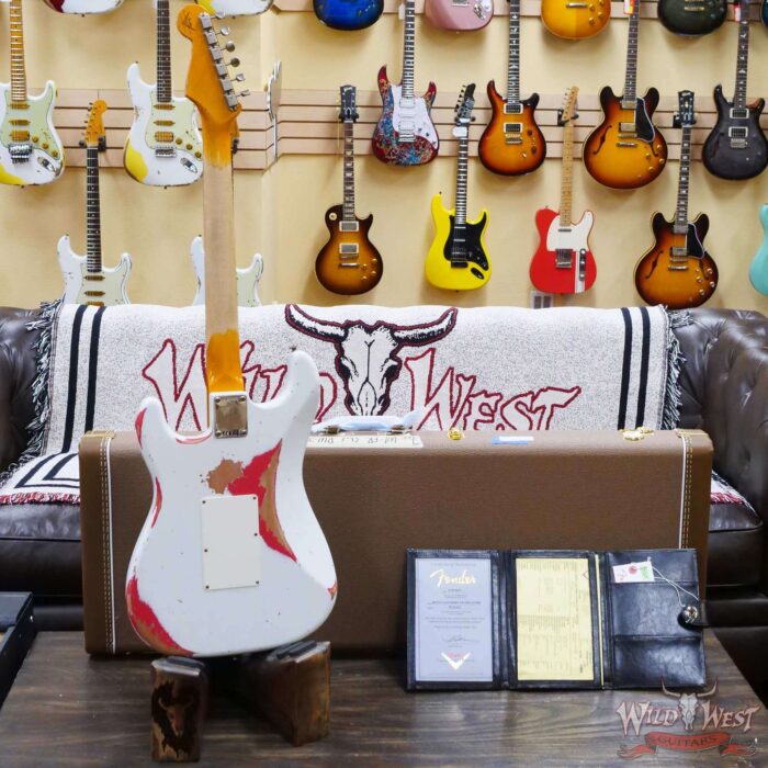 Fender Custom Shop Wild West White Lightning Stratocaster HSS Floyd Rose Rosewood Board 22 Frets Heavy Relic Fiesta Red - Image 10