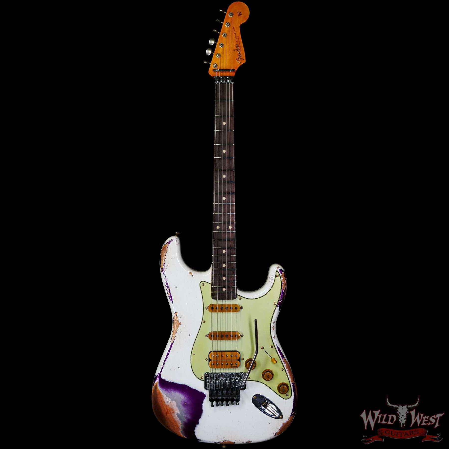 fendercs-wlfr-r125397-c1__wwg-1.jpg Fender Custom Shop Wild West White Lightning Stratocaster HSS Floyd Rose Rosewood Board 22 Frets Heavy Relic Purple Metallic - Image 3