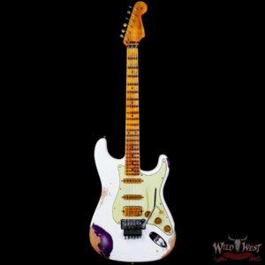 Fender Custom Shop Wild West White Lightning Stratocaster HSS Floyd Rose Maple Board 22 Frets Heavy Relic Purple Metallic - Image 3