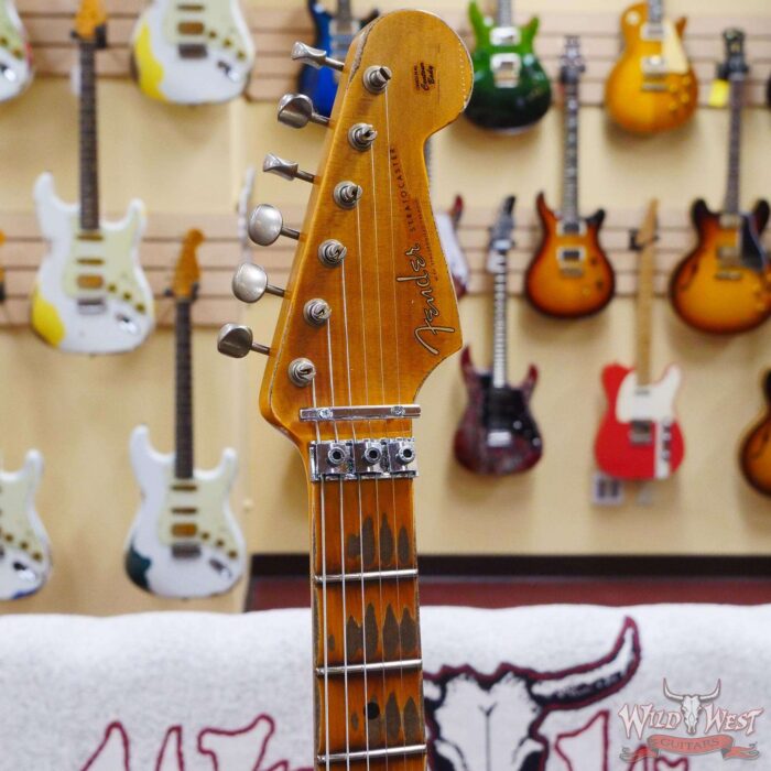 Fender Custom Shop Wild West White Lightning Stratocaster HSS Floyd Rose Maple Board 22 Frets Heavy Relic Purple Metallic - Image 7